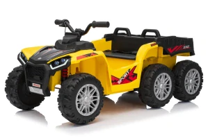 JOKO Elektrická Štvorkolka TX ATV 4x4, 6 kolesové, penové kolesá, kožené sedadlo, Lopatka, nosnosť 40kg, žlté