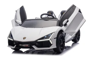 JOKO Elektrické autíčko Lamborghini Revuelto XL 4x4 24V, Dvojmiestne Kožené sedadlo, Penové kolesá, FM rádio, Nosnosť 60kg, biele