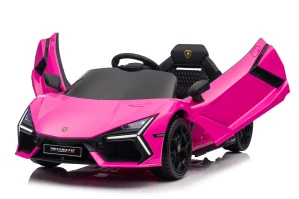 JOKO Elektrické autíčko Lamborghini Revuelto, kožené sedadlo, penové kolesá, FM rádio, ružové