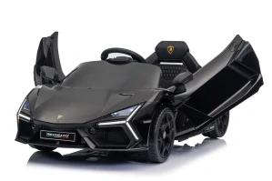 JOKO Elektrické autíčko Lamborghini Revuelto, kožené sedadlo, penové kolesá, FM rádio, čierne
