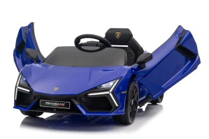 JOKO Elektrické autíčko Lamborghini Revuelto, kožené sedadlo, penové kolesá, FM rádio, modré