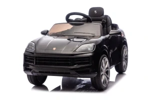 JOKO Elektrické Autíčko Porsche Cayenne, penové kolesá, kožené sedadlo, čierne