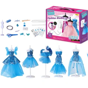 JOKO Sada Malej Módnej Návrhárky, krajčírky, modré šaty, 5 figuríny