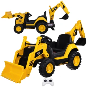 JOKO Elektrický traktor Bager-nakladač CAT, diaľkové ovládanie, otočné sedadlo, žltý