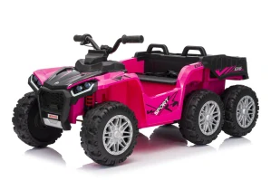 JOKO Elektrická Štvorkolka TX ATV 4x4, 6 kolesové, penové kolesá, kožené sedadlo, Lopatka, nosnosť 40kg, ružové