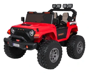 JOKO Elektrické autíčko Extreme Sport 4x4 280W,24V, zmena veľkosti autíčka od 114cm do 128cm, Dvojmiestne Kožené sedadlo, Penové kolesá, Nosnosť 60kg, červené