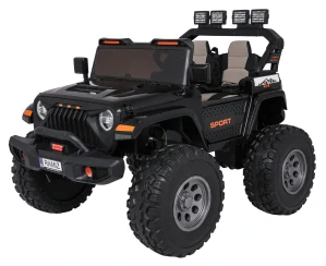 JOKO Elektrické autíčko Extreme Sport 4x4 280W,24V, zmena veľkosti autíčka od 114cm do 128cm, Dvojmiestne Kožené sedadlo, Penové kolesá, Nosnosť 60kg, čierna