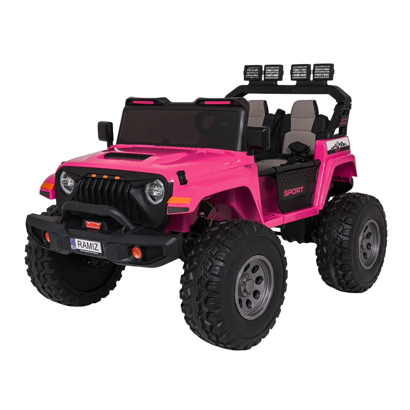 JOKO Elektrické autíčko Extreme Sport 4x4 280W,24V, zmena veľkosti autíčka od 114cm do 128cm, Dvojmiestne Kožené sedadlo, Penové kolesá, Nosnosť 60kg, ružové