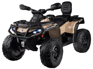 JOKO Elektrická Štvorkolka CAN-AM OUTLANDER 4x200W 24V, Dvojmiestne Kožené sedadlo, Nosnosť 50kg, LCD panel, FM rádio, Penové kolesá, béžová