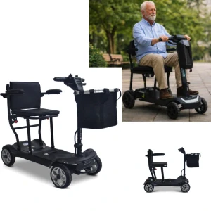 Ramiz Elektrická štvorkolesová kolobežka EasyGo pre Dôchodcov Seniorov 270W 24V Li-ion nosnosť 120kg, ELEKTRICKÝ SKÚTER, čierna