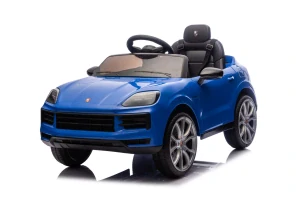JOKO Elektrické Autíčko Porsche Cayenne, penové kolesá, kožené sedadlo, modré