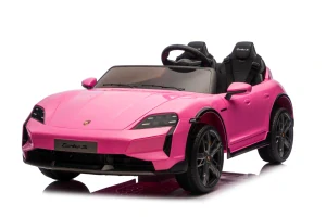 JOKO Elektrické autíčko Porsche Taycan Turbo S, penové kolesá, kožené sedadlo, ružoové