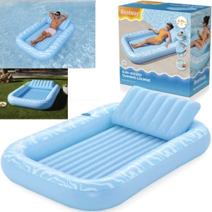 Bestway 43838 Nafukovací Matrac Sun-Kissed™ 214x155cm s vankúšom + držiak na pohár, nosnsoť 100kg, modrý