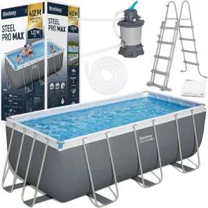 Bestway 56457 Bazén s kovovou konštrukciou POWER STEEL 412 cm x 201 cm x 122 cm + piesková filtrácia + rebrík