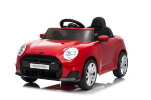 JOKO Elektrické autíčko Mini Cooper, penové kolesá, kožené sedadlo, červené