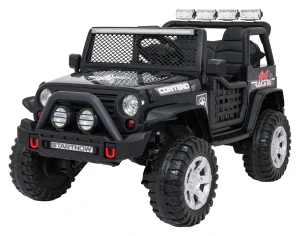 JOKO Elektrické autíčko Jeep BEAST 4x4, kožené sedadlo, penové kolesá, Funkcia Hojdania, Nosnosť 50kg, FM rádio, čierne