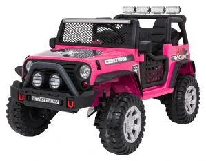 JOKO Elektrické autíčko Jeep BEAST 4x4, kožené sedadlo, penové kolesá, Funkcia Hojdania, Nosnosť 50kg, FM rádio, ružové