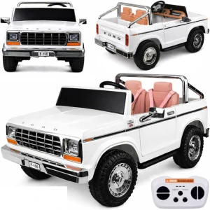 JOKO Elektrické autíčko Ford Bronco Pickup Classic 4X4 24V, Dvojmiestne kožené sedadlo, penové kolesá, FM rádio, nosnosť 60kg, biele