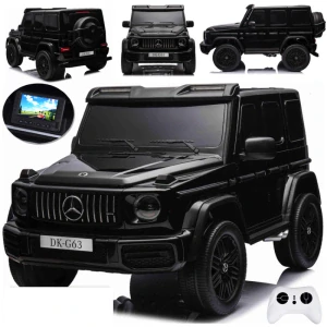 JOKO Elektrické Autíčko Mercedes G 63 AMG Class 4x4 s LCD Displejom, DVOJMIESTNE kožené sedadlo, Nosnosť 80kg, FM rádio, čierne LAKOVANÉ