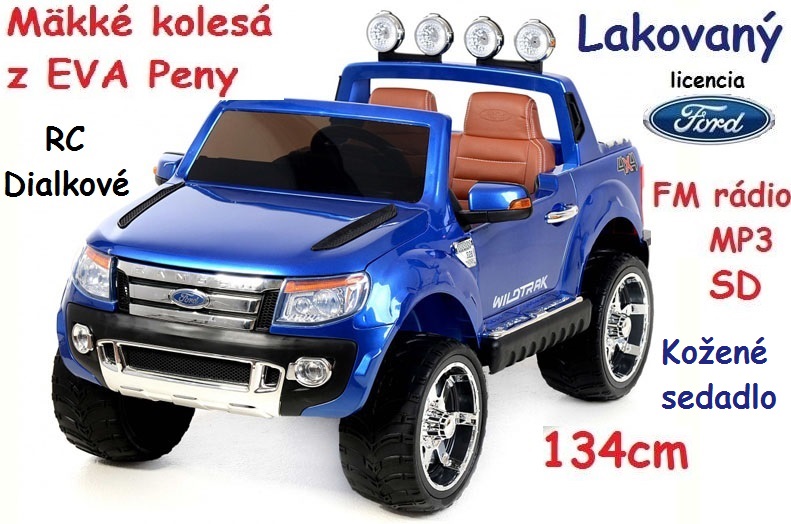JOKO Elektrické autíčko Ford Ranger, kožené sedadlo, modré lakované