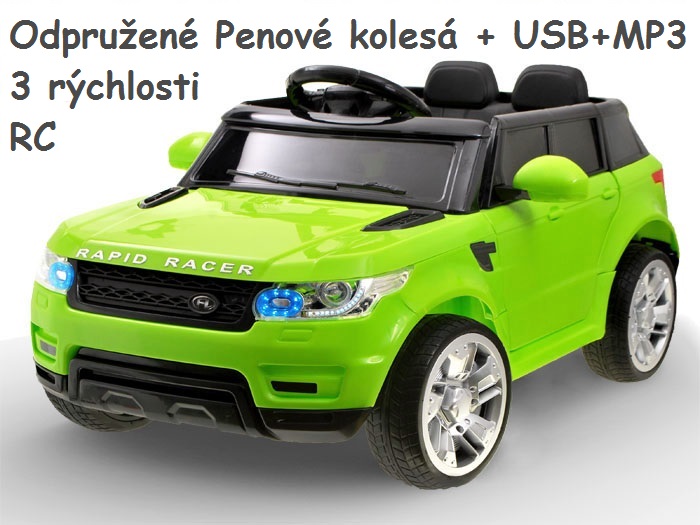 JOKO Elektrické autíčko Land RAPID RACER, Penové kolesá, USB, MP3, zelené