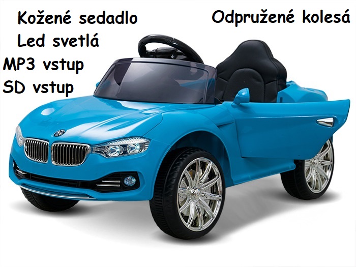 JOKO Elektrické autíčko BW cabrio, kožené sedadlo, Mp3, odpružené, modré