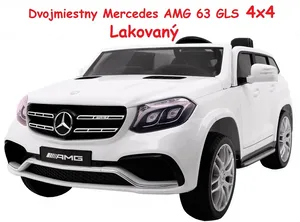 JOKO Elektrické autičko Mercedes BENZ GLS 63 AMG 4X4, Dvojmiestne, Lakované, USB, Kožené sedadlá, Penové kolesá, nosnosť 40kg, biele