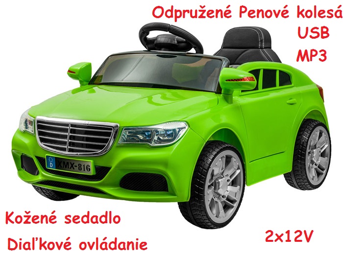 JOKO Elektrické autíčko BW Cabrio, odpružené penové kolesá, kožené sedadlo, USB, MP3, zelené