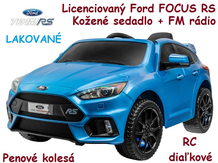 JOKO Elektrické autíčko, Ford Focus RS, Lakované, Penové kolesá, FM rádio, modré
