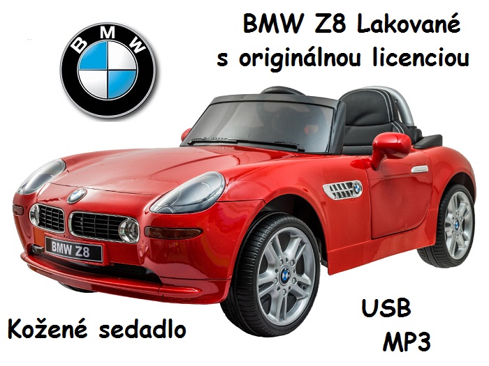JOKO Elektrické autíčko BMW Z8, Lakované, kožené sedadlo, odpružené, USB, červené