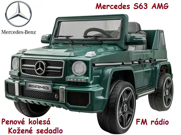 JOKO Elektrické autíčko MERCEDES G63 AMG, penové kolesá, kožené sedadlo,rádio, zelené