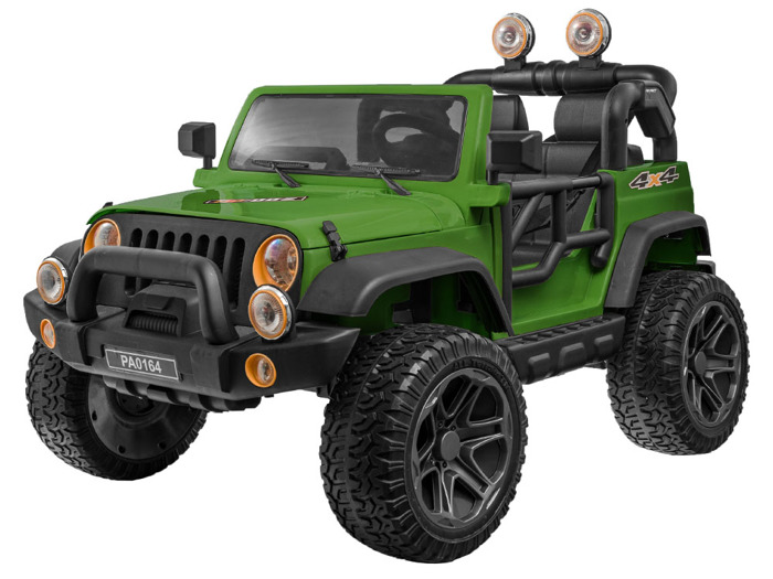 JOKO Elektrické autíčko Jeep Terénny, penové kolesá, USB, MP3, odpružené, zelený