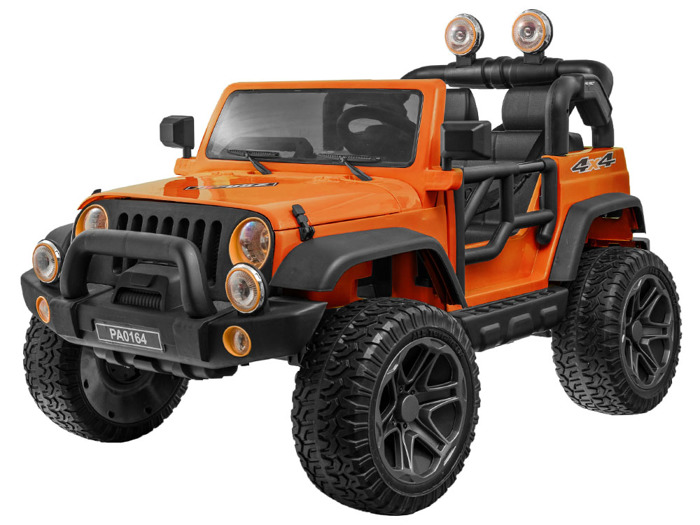 JOKO Elektrické autíčko Jeep Terénny, penové kolesá, USB, MP3, odpružené, oranžové
