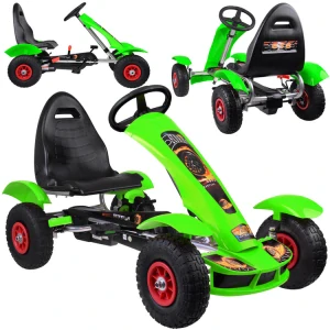 JOKO Šľapacia Motokára na pedály s nafukovacími kolesami, voľnobeh, nosnosť 50 kg, zelená