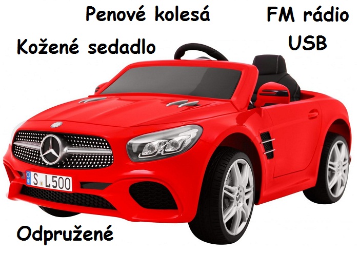 Joko, Elektrické autíčko Mercedes SL 500, Penové kolesá, kožené sedadlo, červené