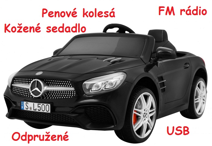 Joko, Elektrické autíčko Mercedes SL 500, Penové kolesá, kožené sedadlo, čierne