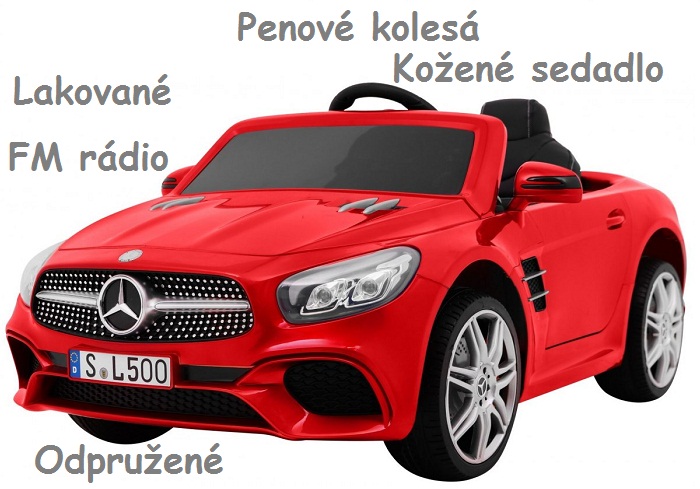 Joko, Elektrické autíčko Mercedes SL 500, Lakované, Penové kolesá, rádio,červené