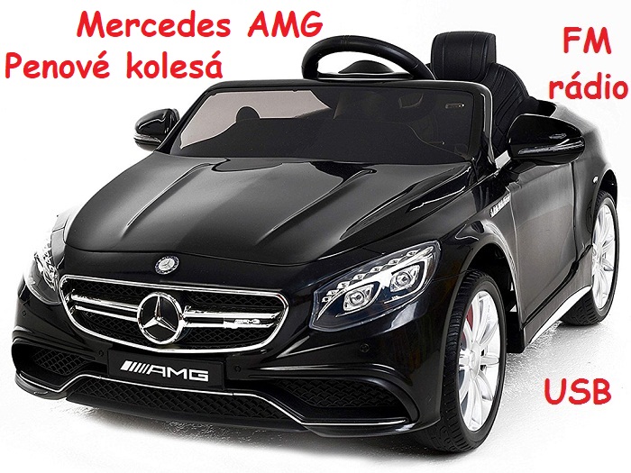 JOKO Elektrické autíčko Mercedes AMG S63, penové kolesá, Rádio, čierne