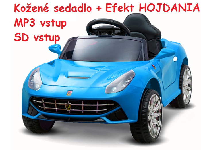 JOKO Elektrické Autíčko Ferar s efektom Hojdania, kožené sedadlo, MP3, modré