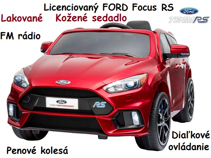 JOKO Elektrické autíčko, Ford Focus RS, Lakované, Penové kolesá, FM rádio, červené