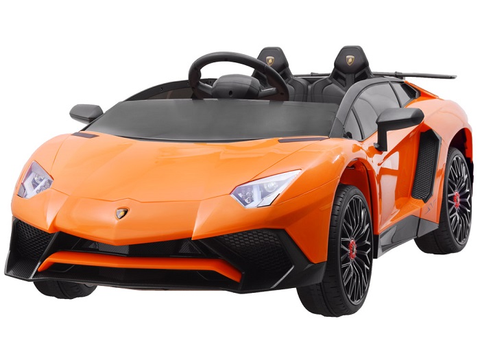 JOKO Elektrické autíčko Lamborghini, odpružené, FM rádio, USB, oranžové