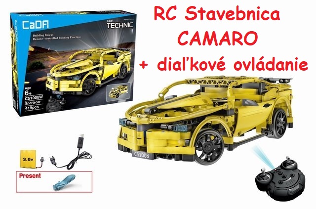 CaDa TECHNIC – EE RC Technická Stavebnica Camaro žlté na diaľkové ovládanie 430ks