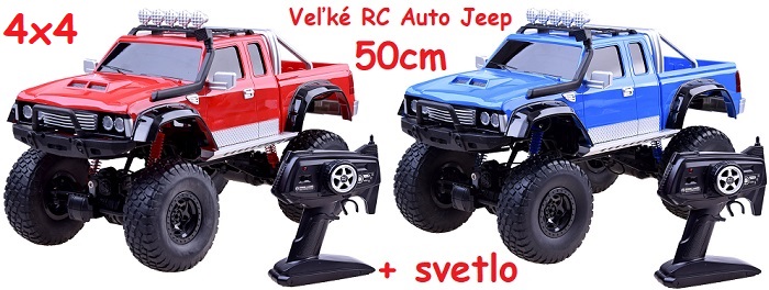 JOKO Veľké RC auto Off-Road Jeep 4x4 na diaľkové ovládanie 50cm + svetlo 1:8, modré