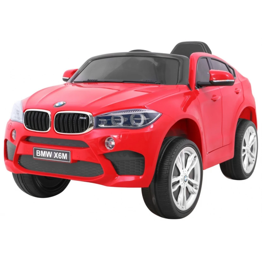JOKO Elektrické autíčko BMW X6M, penové kolesá, kožené sedadlo, USB, červené