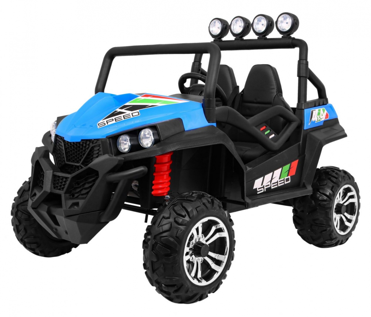 JOKO Elektrické autíčko Grand Buggy 4x4 Lift, Dvojmiestne kožené sedadlo, penové kolesá, FM rádio, nosnosť 59kg, modré