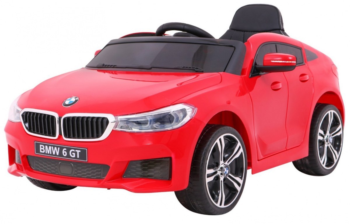 JOKO Elektrické autíčko BMW 6 GT, kožené sedadlo, penové kolesá, FM rádio, USB, MP3, červené