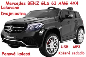 JOKO Elektrické autičko Mercedes BENZ GLS 63 AMG 4X4, Dvojmiestne, Lakované, USB, Kožené sedadlá, Penové kolesá, nosnosť 40kg, čierne