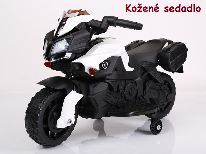 JOKO Elektrická motorka SkyBike, kožené sedadlo + bočné kufre, biela