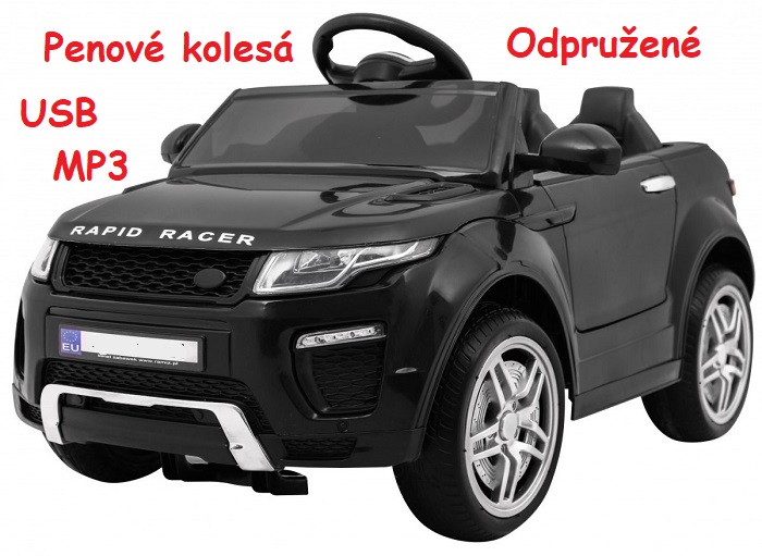 JOKO Elektrické autíčko Rapid Racer, penové kolesá, USB, odpružené, čierne