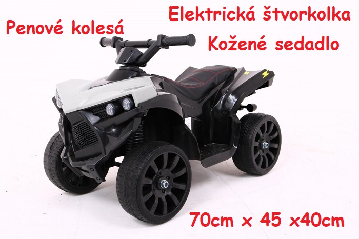 JOKO Elektrická štvorkolka NAVI, penové kolesá, kožené sedadlo, sivá
